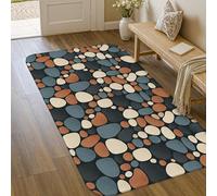 Tapis moderne à motif de galets, formes abstraites de cercles sans noir, antidérapant, tapis à imprimé rectangulaire, tapis d'entrée, salle de bain, buanderie, 0,9 x 1,5 m