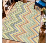 Tapis moderne à motif en zigzag, lignes contemporaines à rayures, jaune automne, envers antidérapant, tapis d'intérieur qui ne perd pas ses poils pour salon, chambre à coucher, couloir, bureau, 1,2 x
