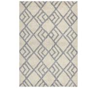 Tapis Moderne à Motif Géométrique 160 x 230 cm en Coton Beige et Gris Nevsehir
