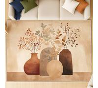 Tapis moderne à poils courts lavable en machine - tapis antidérapant super doux et moelleux, tapis confortable et facile d’entretien, Bohème fleurs sauvages bouteille, Marron clair, 180 X 270 cm