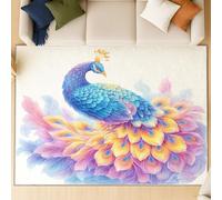 Tapis moderne à poils courts lavable en machine - tapis antidérapant super doux et moelleux, tapis confortable et facile d’entretien, Délicat dégradé plumes, Bleu-Orange Rose-Jaune, 180 X 270 cm