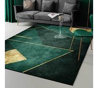 Tapis moderne à poils courts - Motif géométrique simple - Lavable - Pour décoration d'intérieur - 180 x 220 cm - Vert émeraude élégant