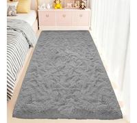 Tapis Moderne à Poils Longs 100 x 100 cm Super Doux, Moelleux, Ne Perd Pas Ses Poils, Dessous Antidérapant, Pelucheux, Tapis Salon Lavable en Machine, Tapiss Poil Long, pour Le Salon/Chambre, Gris