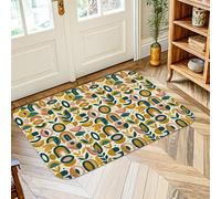 Tapis moderne abstrait avec des cercles et des arches - Moutarde d'automne - Tapis d'intérieur à poils courts - Ne perd pas ses poils - Décoration pour entrée, salle de bain, buanderie - 0,6 x 0,9 m