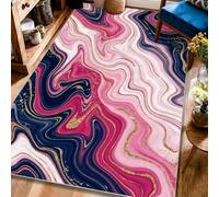 Tapis moderne abstrait avec envers antidérapant et revers antidérapant pour salon, chambre à coucher, salle de ppartement - Motif vagues - Marbre - Non pêche - 1,2 x 1,8 m