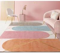 Tapis moderne abstrait rose, antidérapant, lavable, idéal pour le salon et la salle de bain, 70 x 130 cm, tapis de sol doux et durable