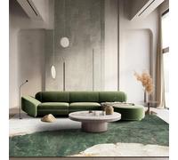 Tapis moderne antidérapant à poils courts doux et lavable pour salon et chambre à coucher, imprimé marbre élégant en gris et vert, 120 x 180 cm, solution parfaite pour décoration d'intérieur