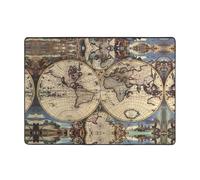 Tapis moderne avec motif carte du monde antique, 203,2 x 147,3 cm, tapis doux pour salon, bureau, table basse, balcon, résistant à l'usure, 203,2 x 147,3 cm