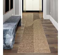 Tapis moderne beige-marron pour l'intérieur et l'extérieur avec motif en arc