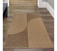 Tapis moderne beige-marron pour l'intérieur et l'extérieur avec motif en arc