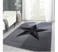 Tapis moderne CARPETTEX - Carreaux et étoiles - Gris - 140 x 200 cm