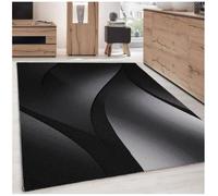 Carpettex Tapis 160x230 cm Noir Vagues Abstraites Poils Courts Doux