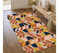 Tapis moderne contemporain avec courbes géométriques d'automne orange chaud antidérapant pour salle de bain, entrée, chevet, décoration de porte, 0,9 x 1,5 m