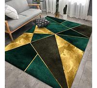 Tapis moderne de luxe vert foncé géométrique triangle - Tapis antidérapant et résistant à l'humidité pour le salon - 160 x 230 cm - Décoration d'intérieur élégante