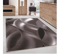 Tapis Moderne de Salon abstrait ombre d'Ondes Optique Marron Beige (120x170 cm)