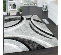 Tapis moderne design - Gris Noir Crème - 80 x 150 cm - Motif Ligné Moucheté - Polypropylène - Intérieur - PACO HOME