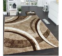 Tapis moderne design - Marron Beige Crème - 60 x 100 cm - Motif Ligné Moucheté - Polypropylène - Intérieur - PACO HOME