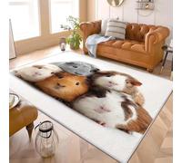 Tapis Moderne Doux à Poils Courts 160x230 cm Motif Animal Cochon d'Inde Tapis Antidérapant Lavable en Machine Facile à Nettoyer Brun pour Salon Chambre d'enfants et Chambre