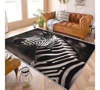 Tapis Moderne Doux à Poils Courts 200x300 cm Gros Plan d'un ZèBre Animal Tapis Antidérapant Lavable en Machine Facile à Nettoyer Noir Et Blanc pour Salon Chambre d'enfants et Chambre