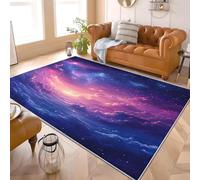 Tapis Moderne Doux à Poils Courts 60x90 cm Conception de Ciel éToilé de RêVe Tapis Antidérapant Lavable en Machine Facile à Nettoyer Violet pour Salon Chambre d'enfants et Chambre