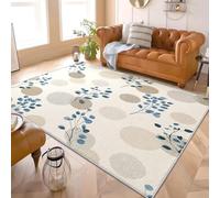 Tapis Moderne Doux Salon À Poils 140x200 cm Impression Simple de Feuille de Plante Courts Lavable Tapis Chambre Blanc Antidérapant Shaggy intérieur Chambre d'enfant Tapis de Sol Doux