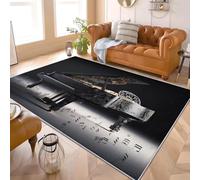 Tapis Moderne Doux Salon À Poils 140x200 cm Piano à ThèMe Musical Luxueux Courts Lavable Tapis Chambre Noir Antidérapant Shaggy intérieur Chambre d'enfant Tapis de Sol Doux