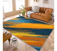 Tapis Moderne Doux Salon À Poils 60x90 cm Motif de Ligne Abstrait Courts Lavable Tapis Chambre Couleur Orange Antidérapant Shaggy intérieur Chambre d'enfant Tapis de Sol Doux