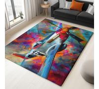 Tapis Moderne Doux Salon À Poils Courts Lavable Fluffy Illustration Numérique Graffiti Avion - Tapis Élégant Antidérapant Facile À Entretenir - pour L'Intérieur & L'Extérieur 160 X 230 Cm Multicolore