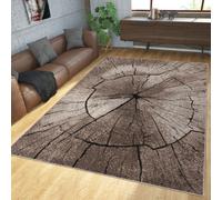 Tapis Moderne Élégant Découpe Des Contours Nature Tronc D'Arbre Design Gris Brun