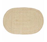 Tapis moderne en jute - vidaXL - Ovale - Naturel et Blanc - 152x100 cm - Fait main - Lavable en machine