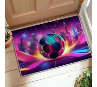 Tapis moderne et dynamique, motif d'horizon de la ville et des feux d'artifice avec envers antidérapant, tapis rectangulaire pour entrée, salle de bain, buanderie, 61 x 0,9 m