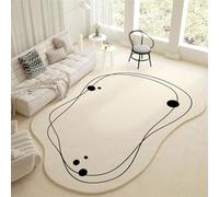 Tapis Moderne Géométrique Abstrait, Tapis De Salon, Ovale Irrégulier, Moelleux, en Fausse Laine, Intérieur Antidérapant, Lavable, Tapis De Sol Décoratif (Color : A, Size : 100 * 200cm)