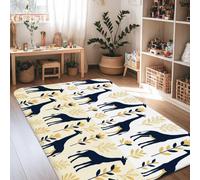 Tapis moderne inspiré de la nature avec motif girafe et fleur, sans bleu marine, à poils courts en éponge, tapis rectangulaire d'intérieur qui ne perd pas ses poils pour salon, chambre à coucher