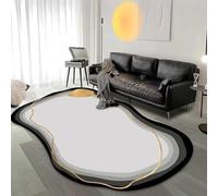 Tapis moderne irrégulier en laine cachemire douce et lavable pour salon, chambre à coucher, salle à manger, décoration de sol ovale abstraite (140 x 200 cm, couleur B)