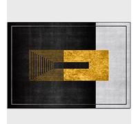 Tapis moderne lavable en machine, résistant aux taches, antidérapant, adapté aux familles et aux animaux domestiques, motif géométrique, noir, gris, doré, rectangulaire, 160 x 200 cm, pour une