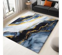 Tapis moderne lavable et antidérapant à poils courts et doux pour salon, chambre à coucher, bureau - Motif marbre abstrait - 160 x 230 cm