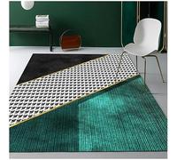 Tapis Moderne Nordique Luxe Vert émeraude Profond Géométrique Lignes Dorées Marbre Blanc Mosaïque Tapis Salon Chambre Canapé Doux Antidérapant Tapis De Sol, 7, 160x200cm