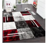 Paco Home Tapis De Créateur Aux Contours Découpés à Carreaux en Rouge Noir, Dimension:60x110 cm