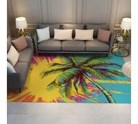 Tapis Moderne Pop Art Arbre forêt Tropical Plage océan Lavable antidérapant Poil Ras Doux Tapis Chambre entrée Cuisine carpette 60x120cm