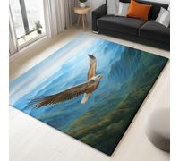 Tapis Moderne pour Salon 80 x 150 cm, Lavables avec Dos Antidérapant à Poils Courts, Tapis Chambre Montagnes Animaux Aigles Motif pour Cuisine Salle à Manger Bureau Couleur