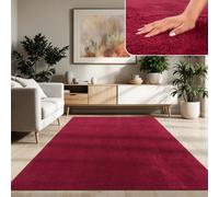 Paco Home Tapis Moderne Doux Salon À Poils Courts Lavable Fluffy Uni Effet Fourrure Intemporel Élégant Antidérapant Facile À Entretenir, Dimension:300x400 cm, Couleur:Rouge