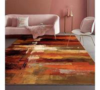 Tapis Moderne Tapis à Poils Courts Chambre Chambre Tapis Doux Abstrait Aquarelle Rouge Foncé Jaune Extra Large Taille Lavable Tapis Tapis, 140 x 200 cm