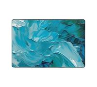 Tapis moderne, texture peinture à l'huile bleue, en peluche courte, ultra doux, lavable, antidérapant, pour salon, chambre à coucher, bureau, dortoir, décoration d'intérieur 183 x 122 cm