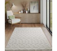 the carpet Everest - Tapis Salon Moderne à Poils Courts avec Effet de Haut en Bas, Effet 3D, densité de Poils élevée et Douceur agréable, Design scandinave, crème, 140 x 200 cm