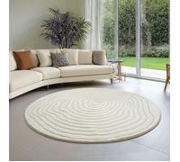 the carpet Everest - Poils Courts Modernes pour Salon, Chambre à Coucher, avec Effet très Profond, Effet 3D, Haute densité de Poils et Doux au Toucher, crème, 160 cm Rond