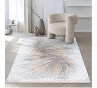 the carpet Mila Tapis Moderne à Poils Courts, pour Salon, Chambre à Coucher, avec Une Brillance élégante, Fibre Brillante, Effet Profond, Gris crème, 160 x 230 cm