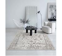 the carpet Mila Tapis Moderne Dense à Poils Courts, Salon, Chambre à Coucher, Brillance élégante, Fibre Brillante, Effet très Profond, Bordure, Creme, 120 x 170 cm