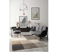 the carpet - Pearl - Tapis à Poils Courts et denses - Moderne - pour Salon et Chambre à Coucher - Découpe des Contours - Motif géométrique - À Carreaux - Beige - 160 x 220 cm