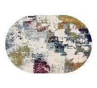 Tapis moderne vintage pour salon, chambre d'enfant et chambre d'enfant - Motif aquarelle abstrait coloré ovale - 120 x 190 cm