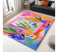 Tapis Modernes Abstrait À L'Extérieur La Fenêtre Plantes, Moquette Lavable en Machine avec Dessous Antidérapant, Tapis Décoratif pour Chambre, Entrée Et Maison, Dimension 140 X 200 Cm, Multicolore